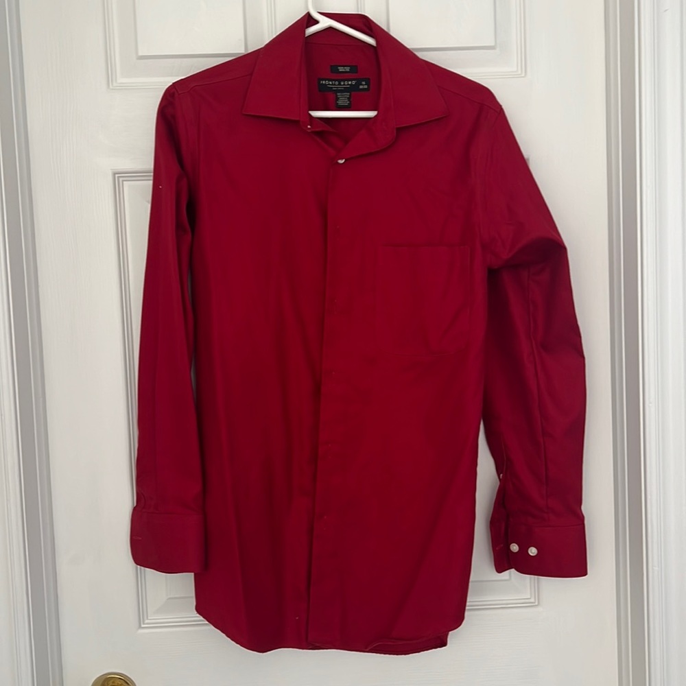 Red 100% cotton Mens dress shirt